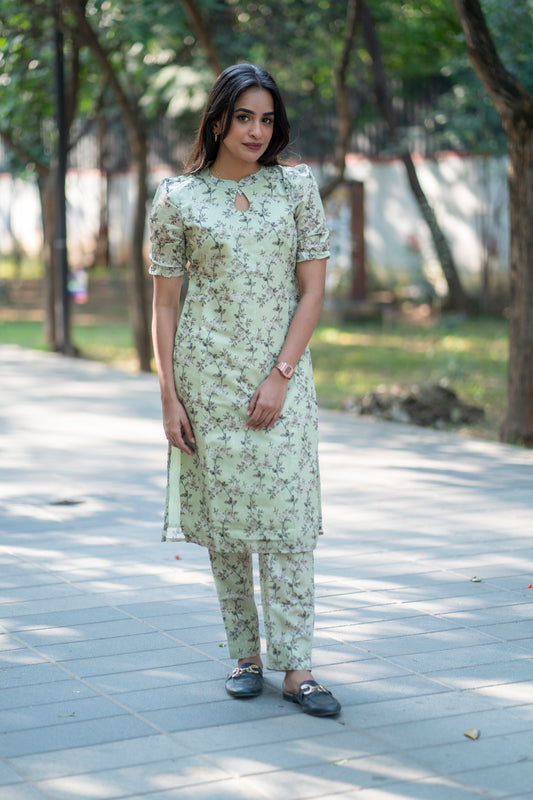 AL 336 Semi tussar co ords with lining