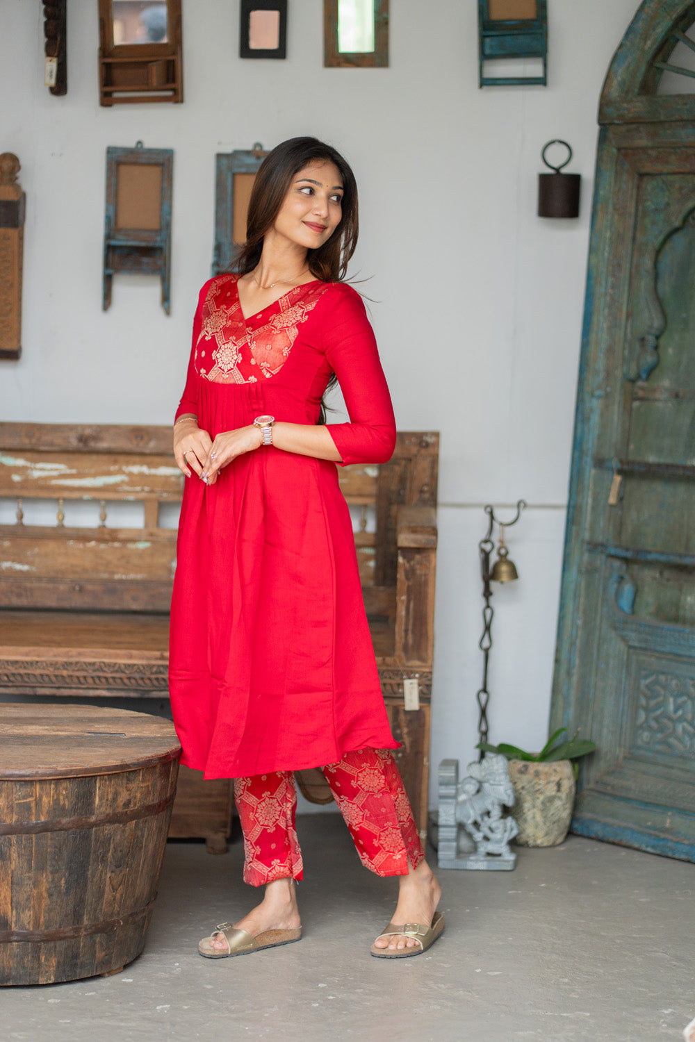 AL 617 Co ords with banaras patch (with lining)