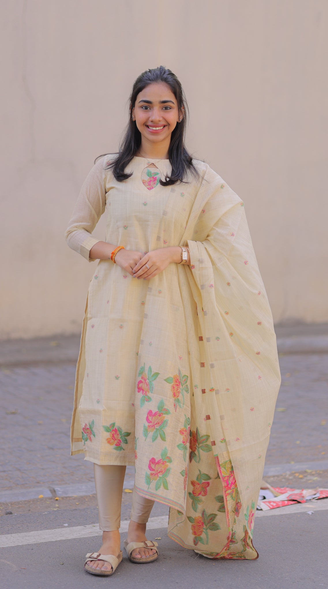 AL 493 Linen cotton Kurti with duppatta (with lining)