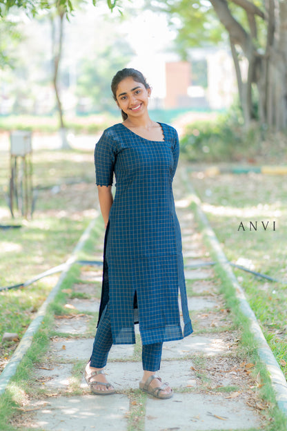 AL 424 Raw silk checked co ords with lining