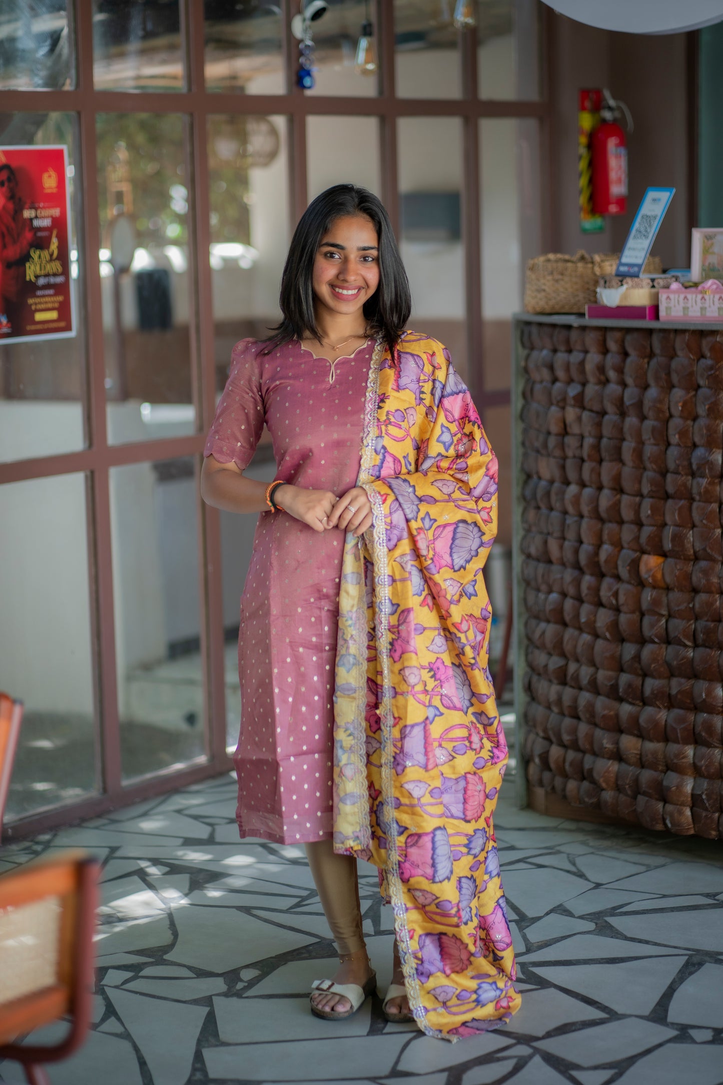 AL 506 Tissue kurti with silk printed dupatta with lining