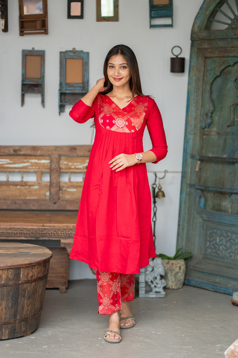 AL 617 Co ords with banaras patch (with lining)
