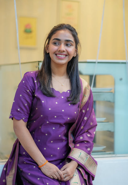 AL 533 Premium Silk Kurta set with Paithani duppatta