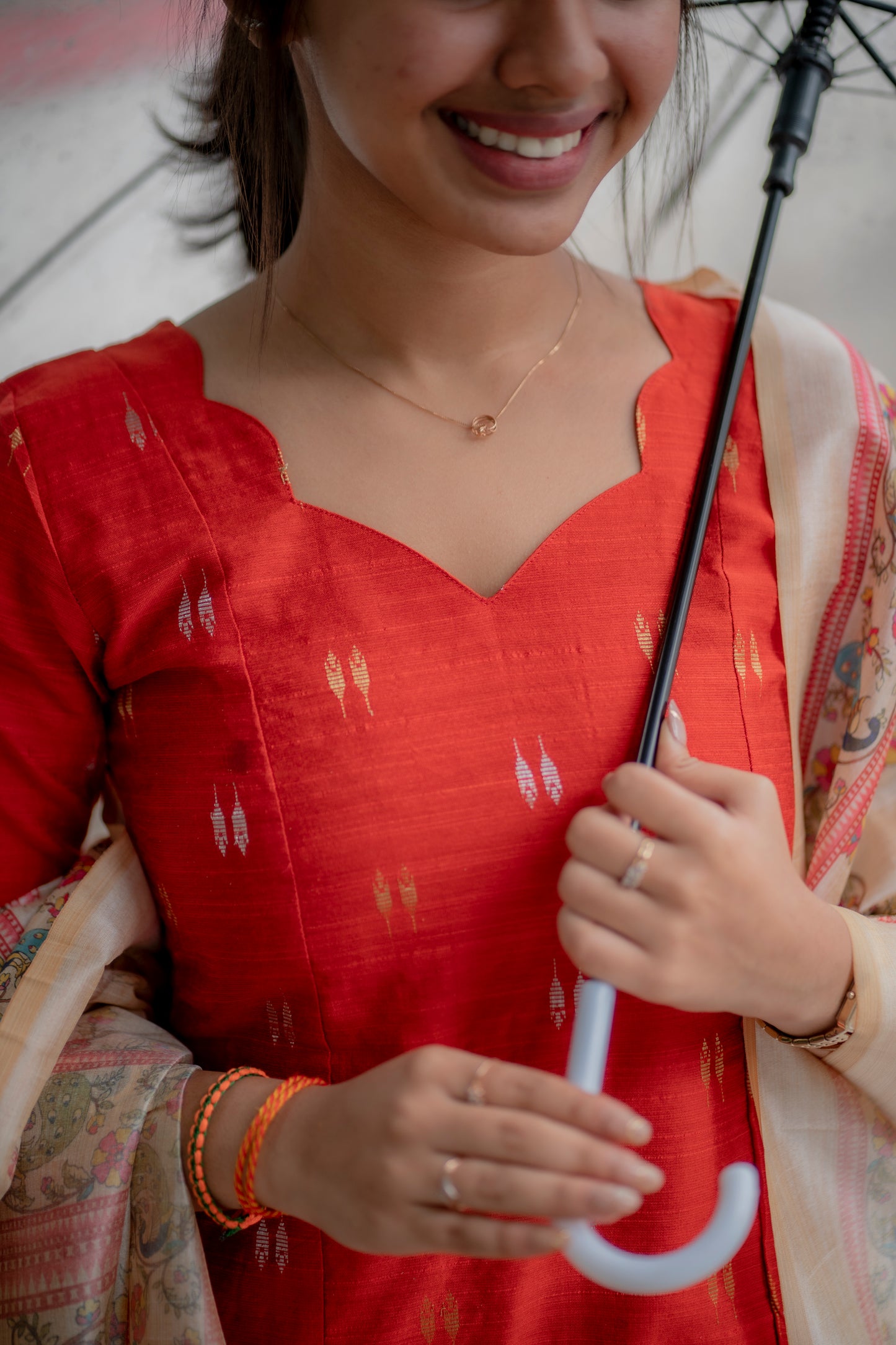 AL 471 Raw silk A line kurta set with silk dupatta