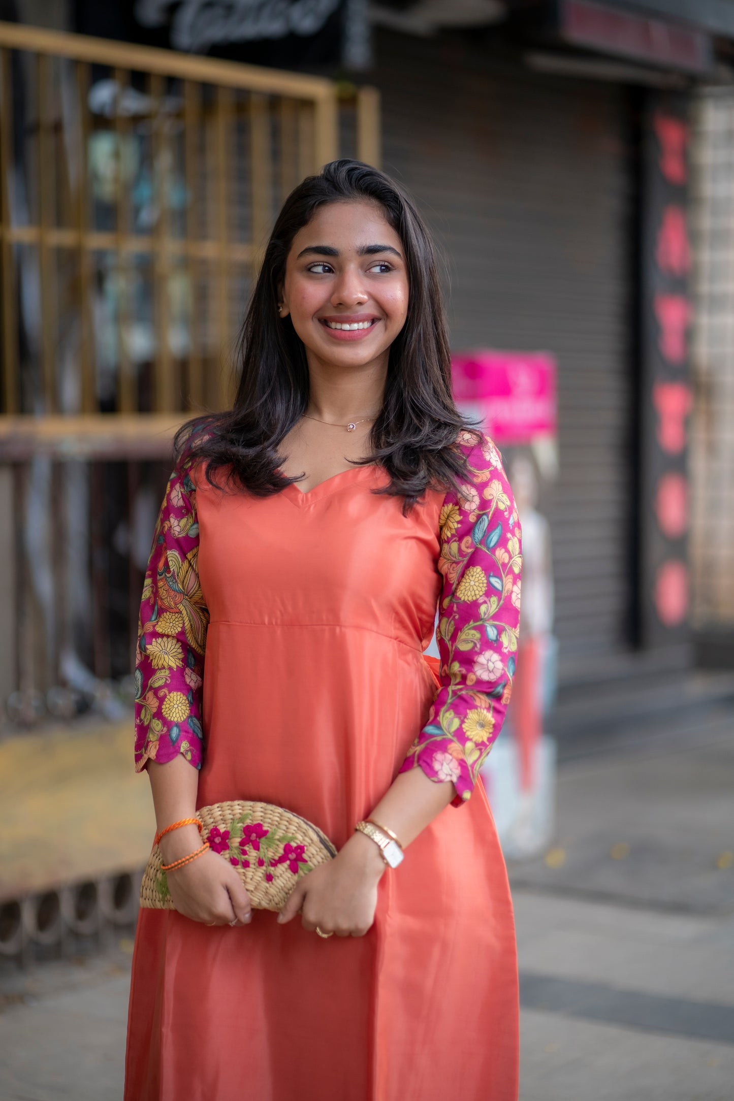 AL 500 Silk maxi with kalamkari patch with lining