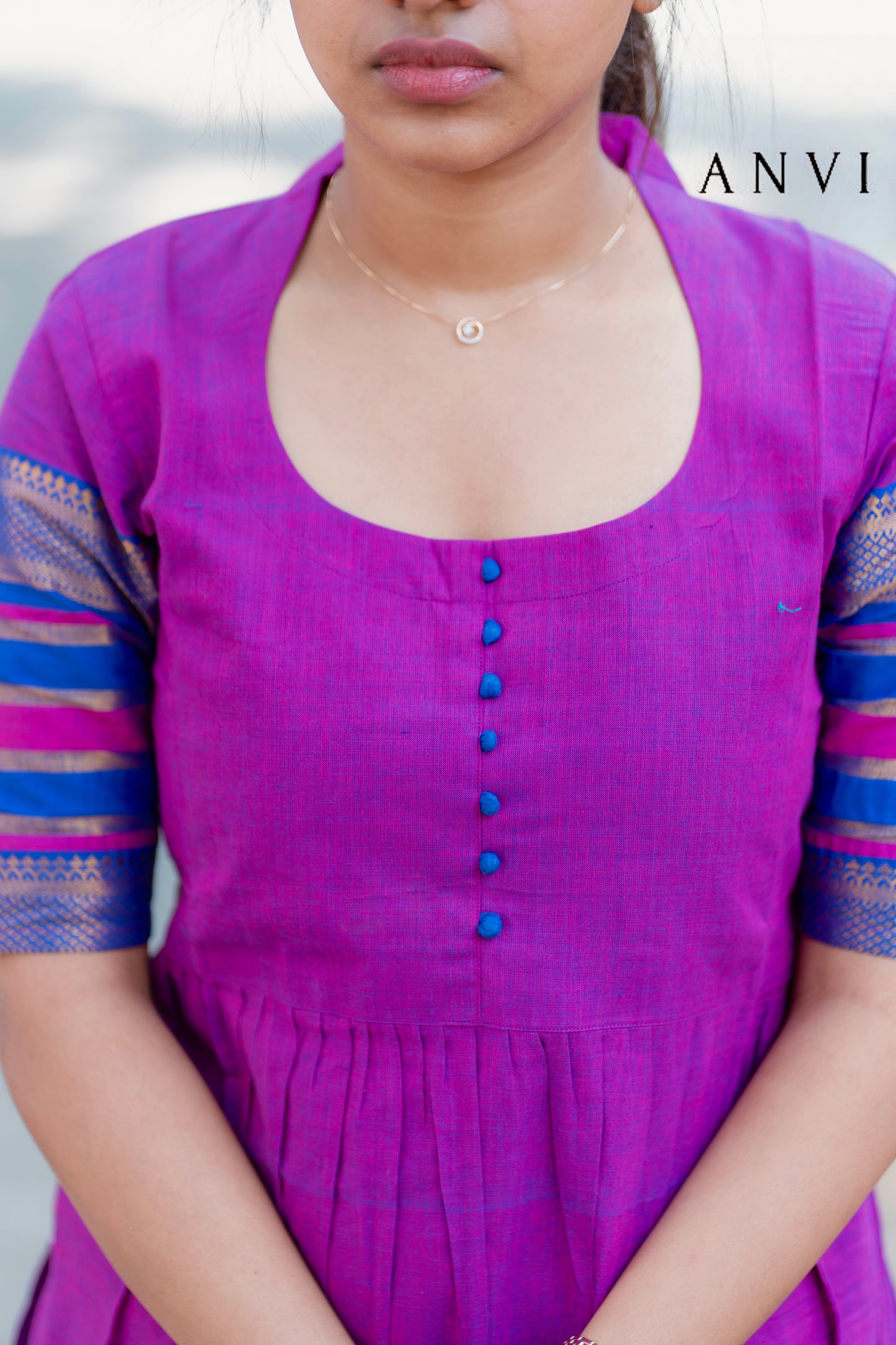 Mangalagiri cotton kurta set with duppatta