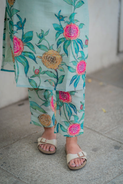 AL 461 Semi tussar co ords with lining