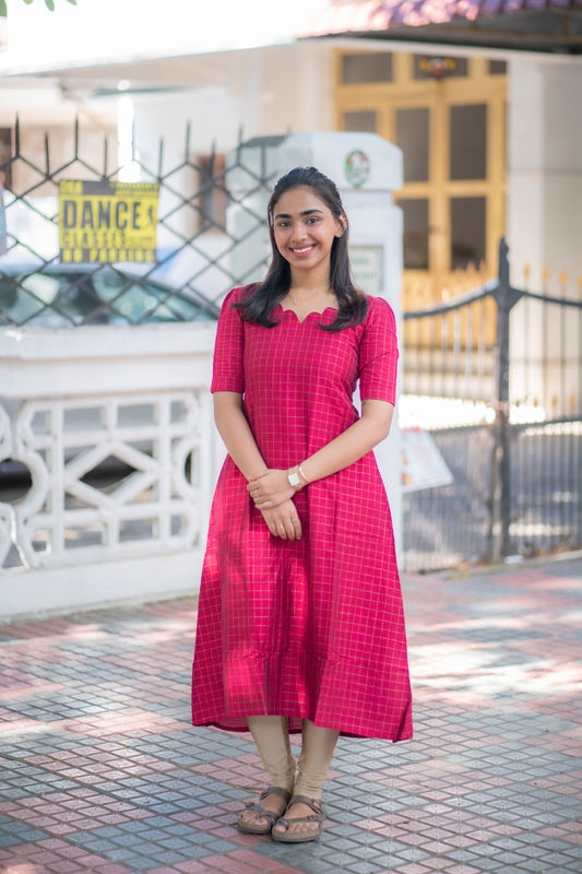 AL 514 Raw silk A line kurti with lining