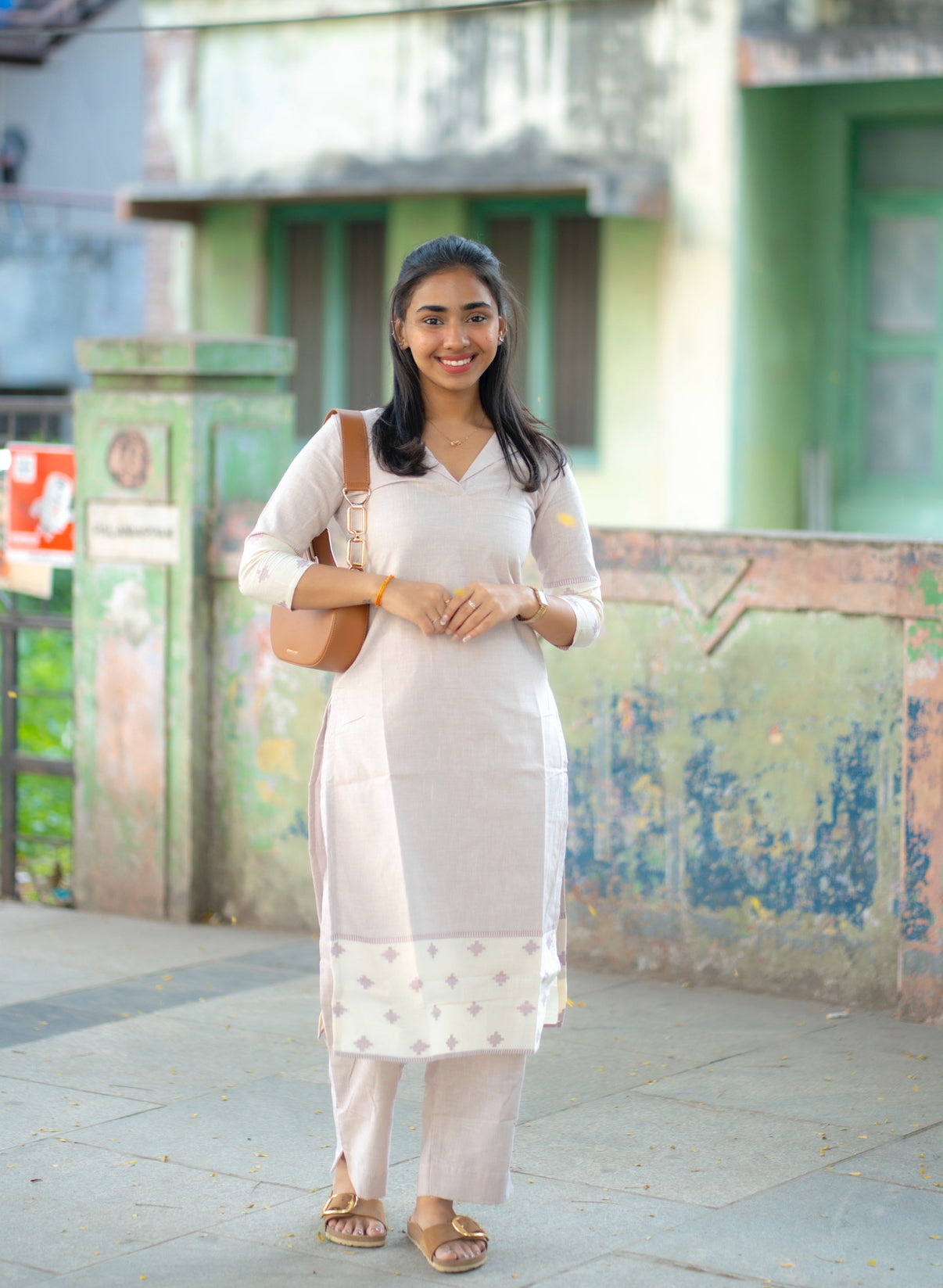 AL 530 Cotton co ords with border with lining