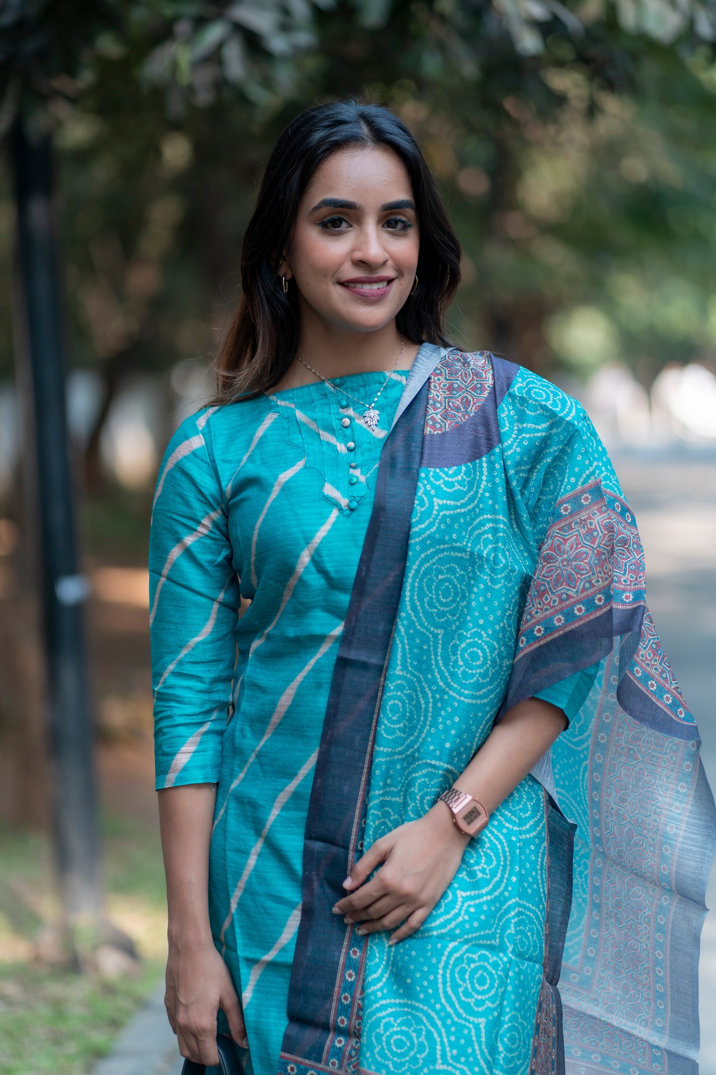 AL 361 Chanderi kurti with duppatta (with lining)