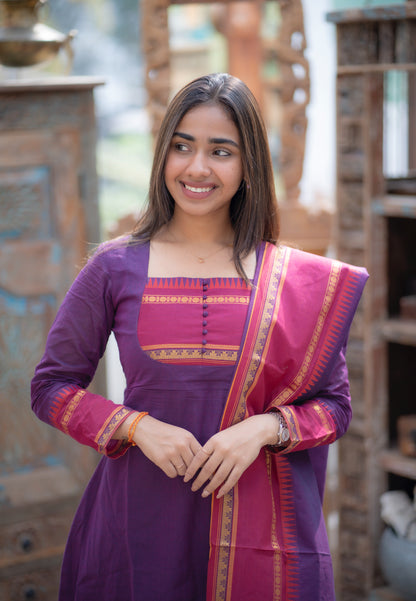 AL 548 Chettinad Cotton Anarkali with dupatta