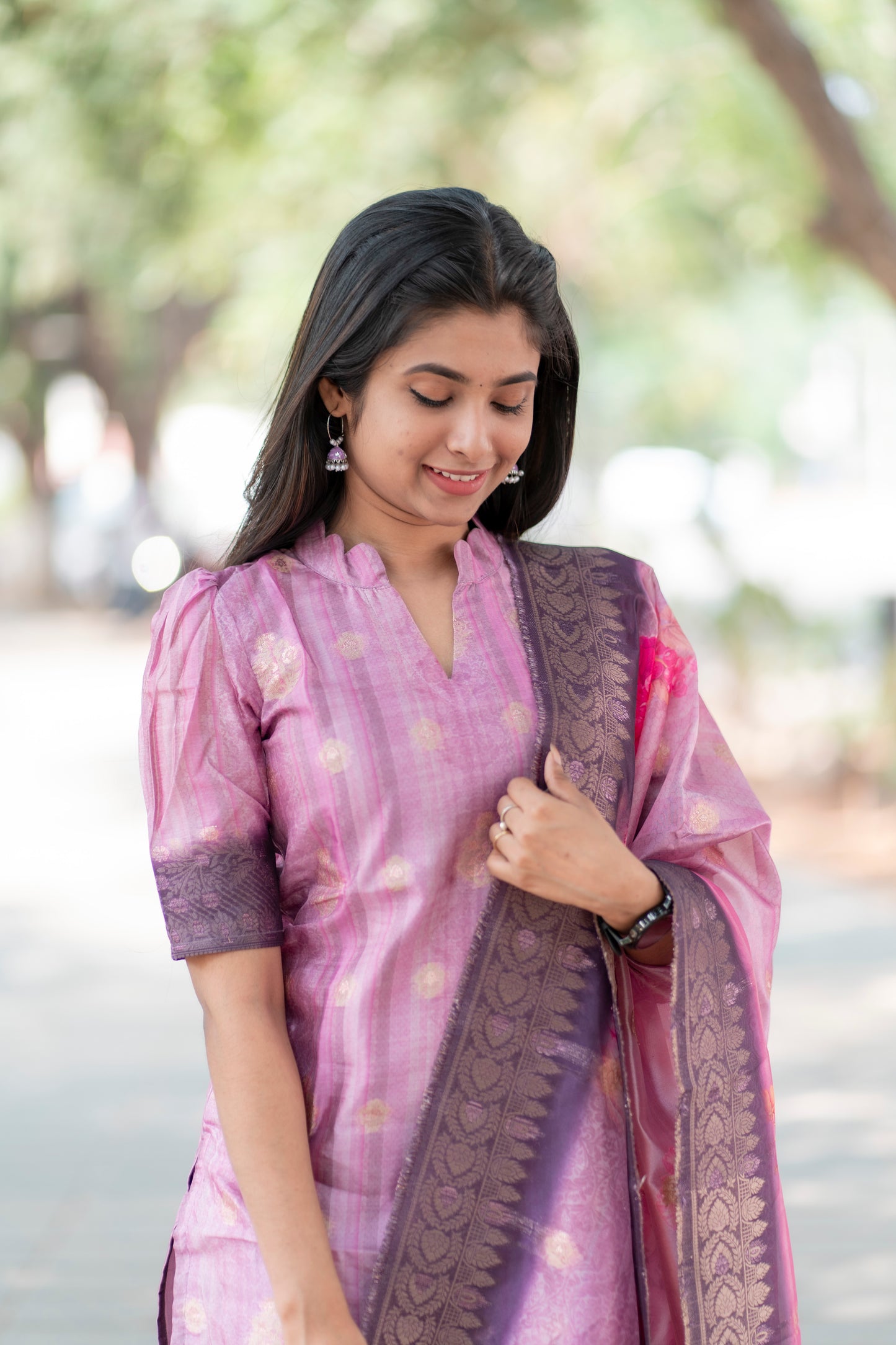 AL 349 Chanderi kurti with duppatta