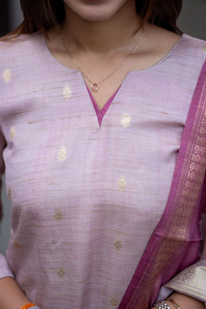 AL 581 semi tussar kurta set with dupatta (with lining)