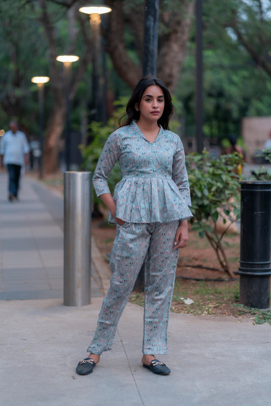 AL 311 Semi tussar short co ords with lining