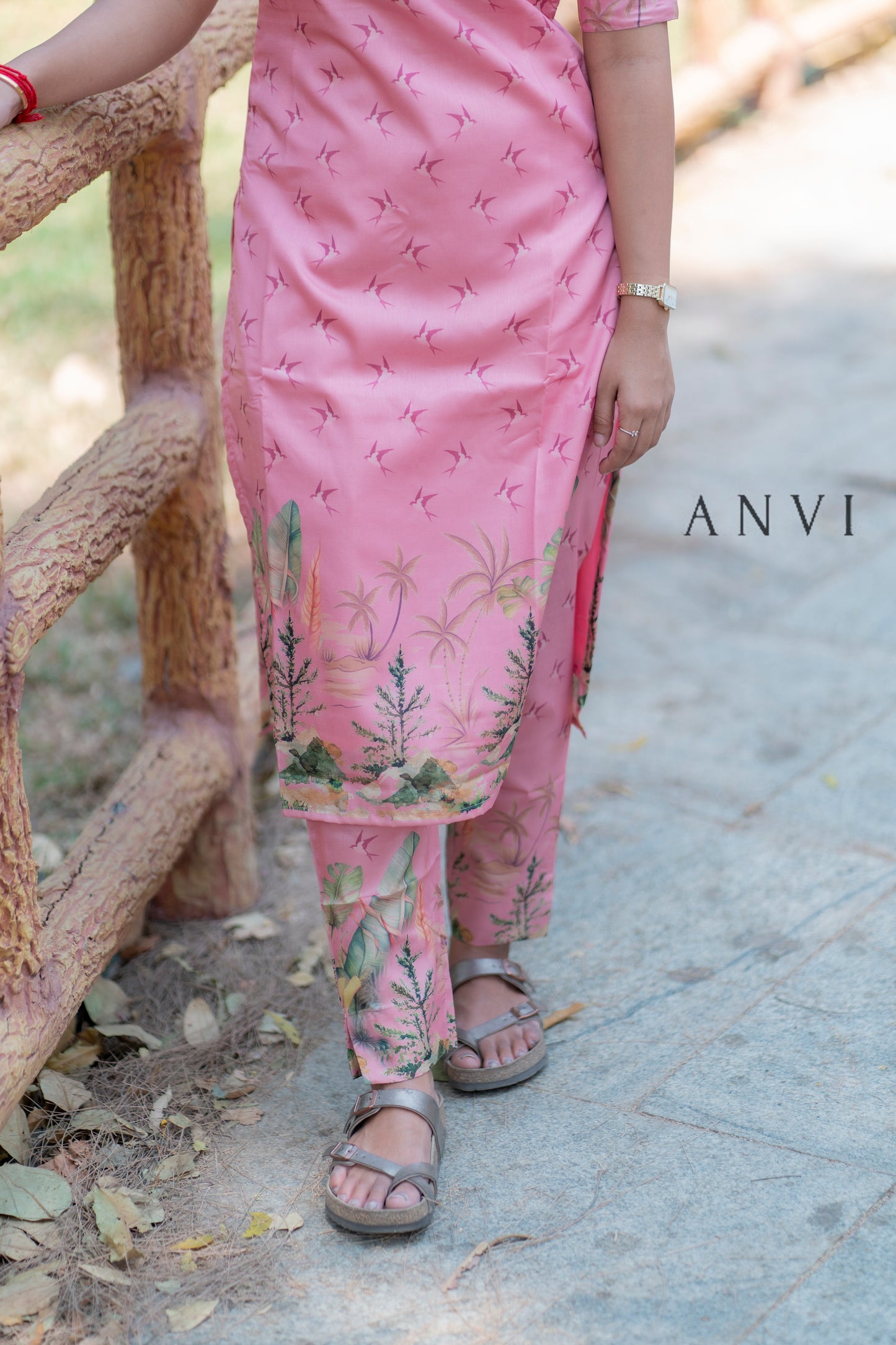 AL 427 Semi tussar co ords with lining