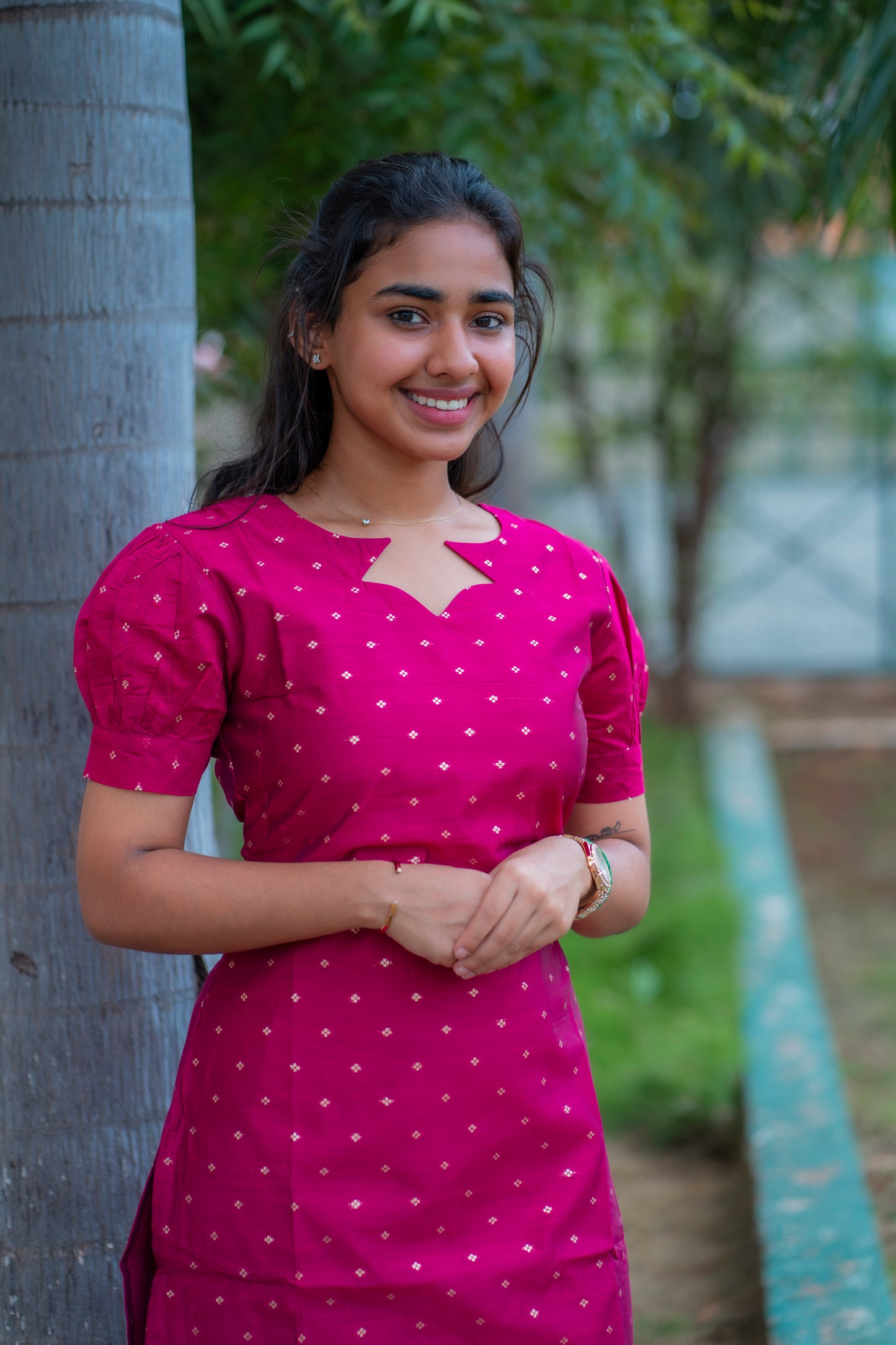 Banaras kurti with organza dupatta with lining