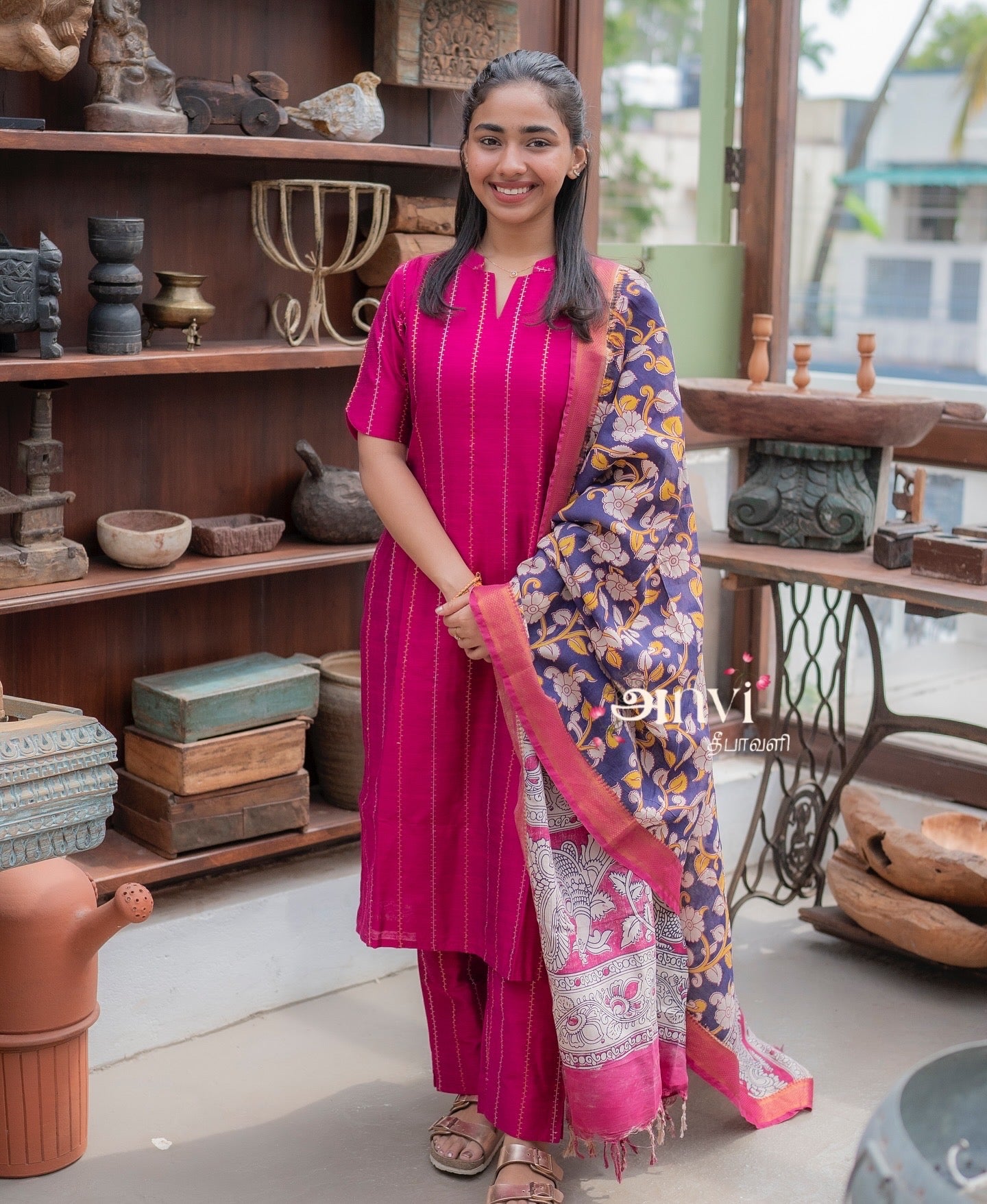 AL 498 Raw silk co ords with silk kalamkari dupatta