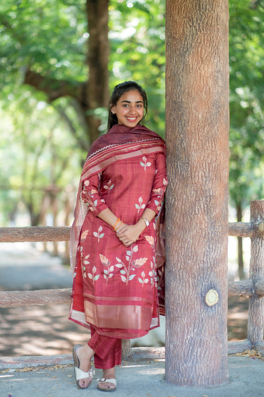 AL 518 Semi tussar kurta set with duppatta (with lining)