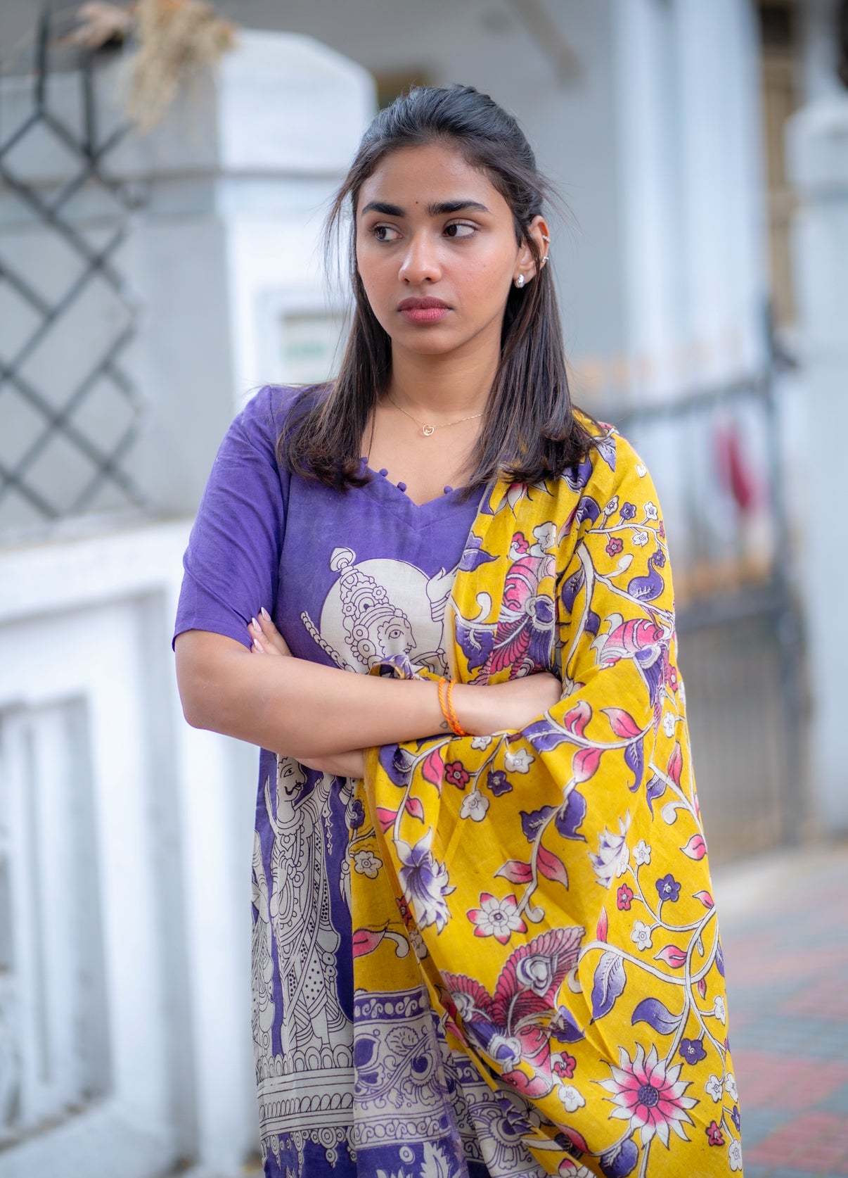 AL 554 Kalamkari Cotton Kurti with Duppatta(with lining)