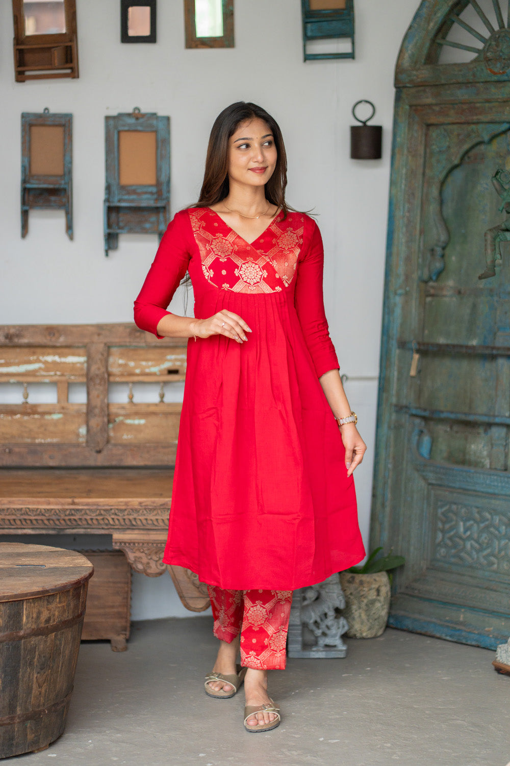 AL 617 Co ords with banaras patch (with lining)