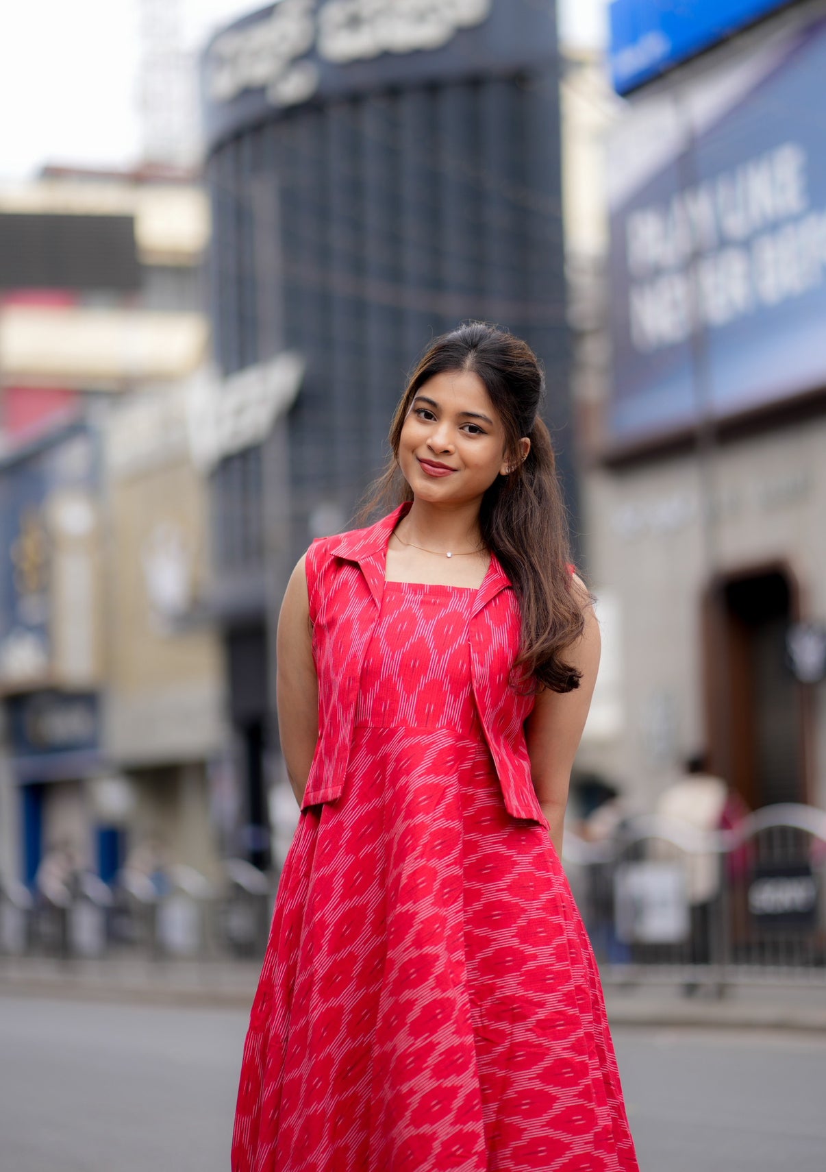 AL 462 Cotton ikkat maxi with over coat (with lining) sleeves provided