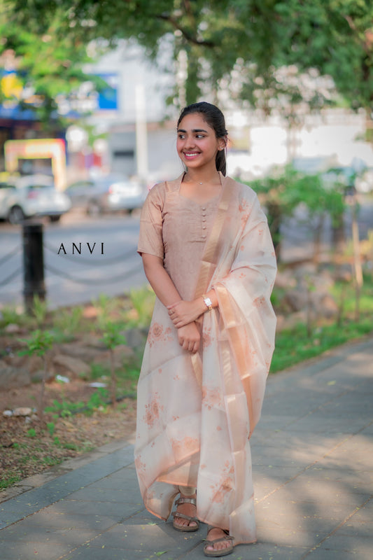 AL 409 Chanderi kurti with duppatta with lining