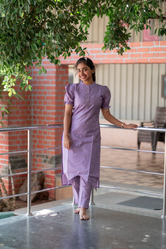 AL 357 Silk cotton Lilac co ords with lining