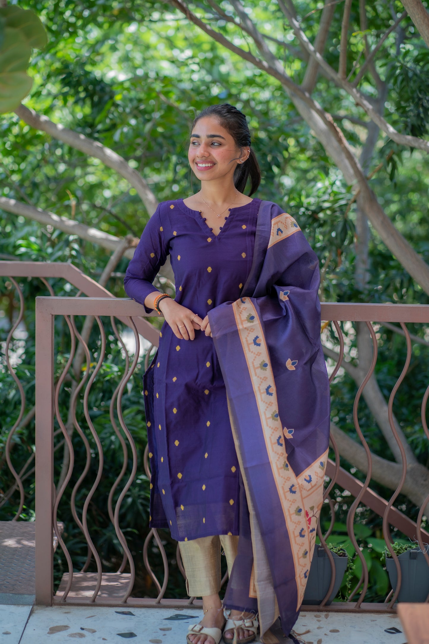 AL 505 Raw silk kurti set with silk dupatta