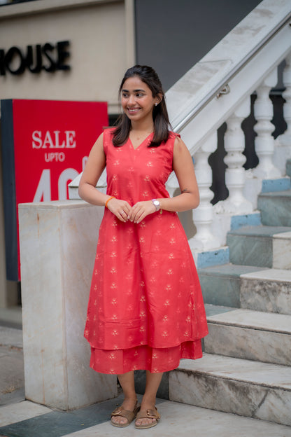 AL 560 semi tussar maxi with lining (sleeves provided separately)