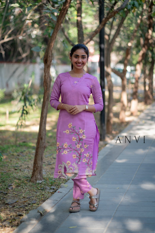 AL 423 Semi tussar kurta set with lining