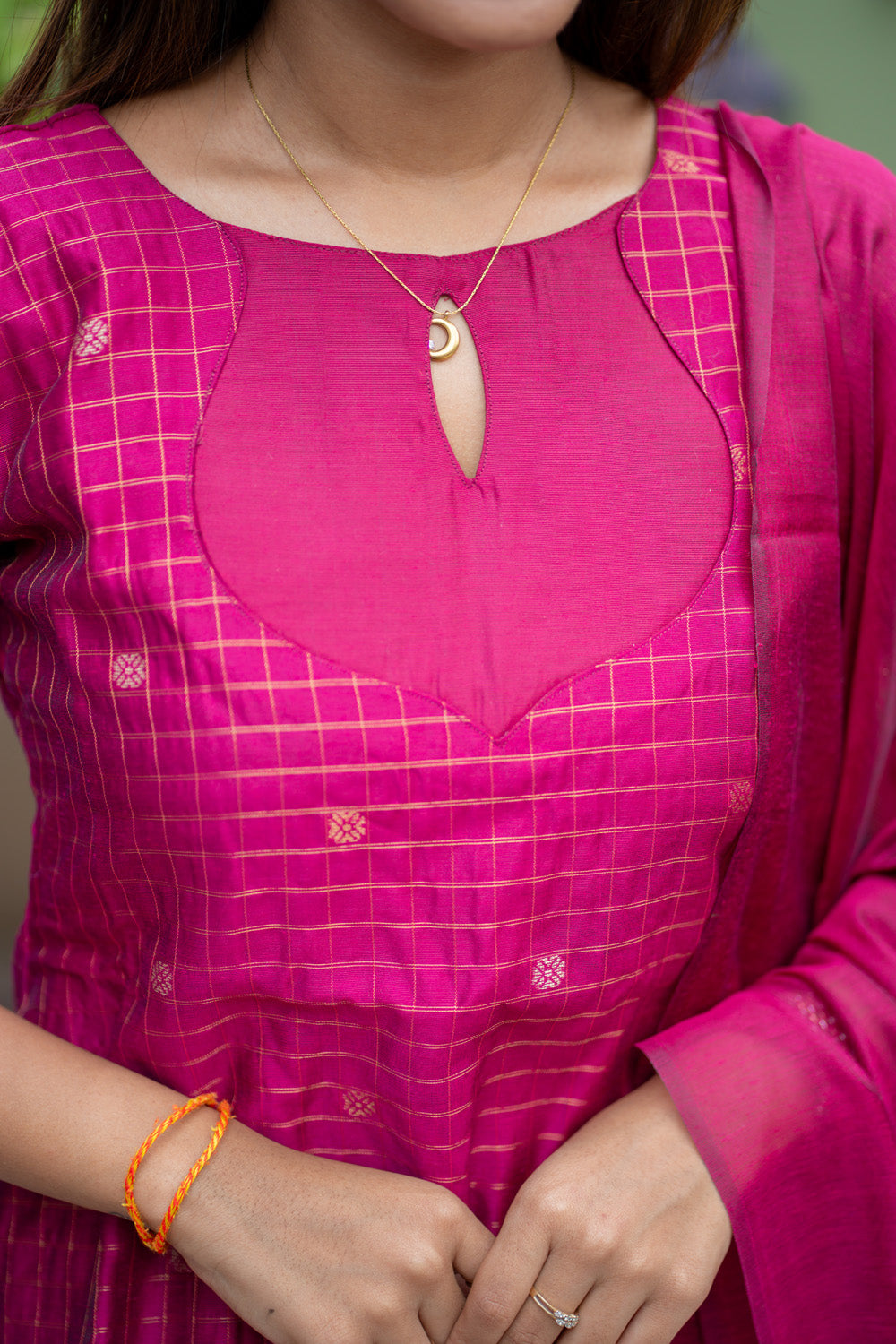 AL 615 Checked kora 3 piece silk suit (with lining)