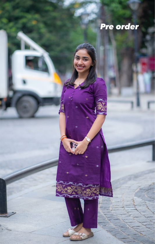 AL 469 Raw silk Co ords with jamdhani border