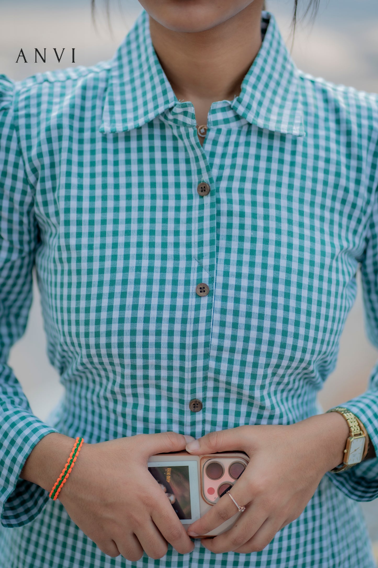 AL 433 Cotton checked maxi with back rope