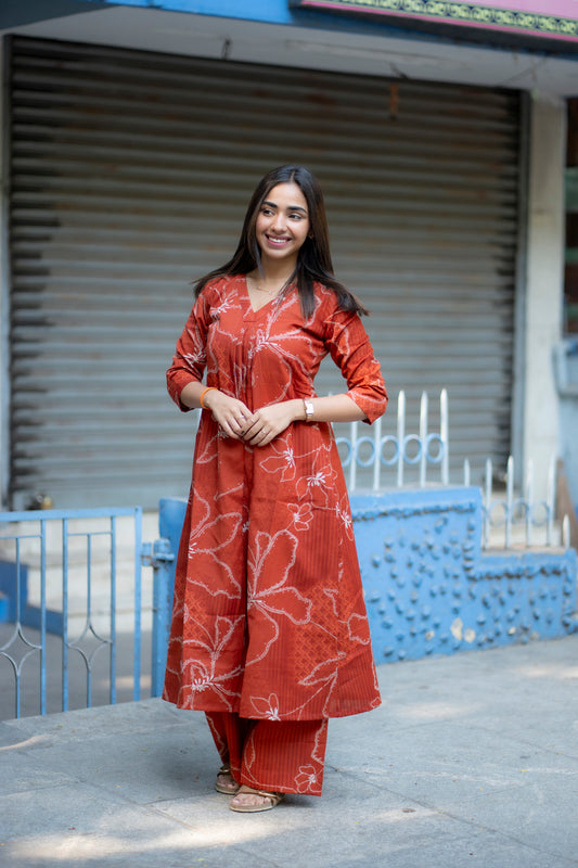 AL 572 Cotton A line co ords with palazo pants (with lining)