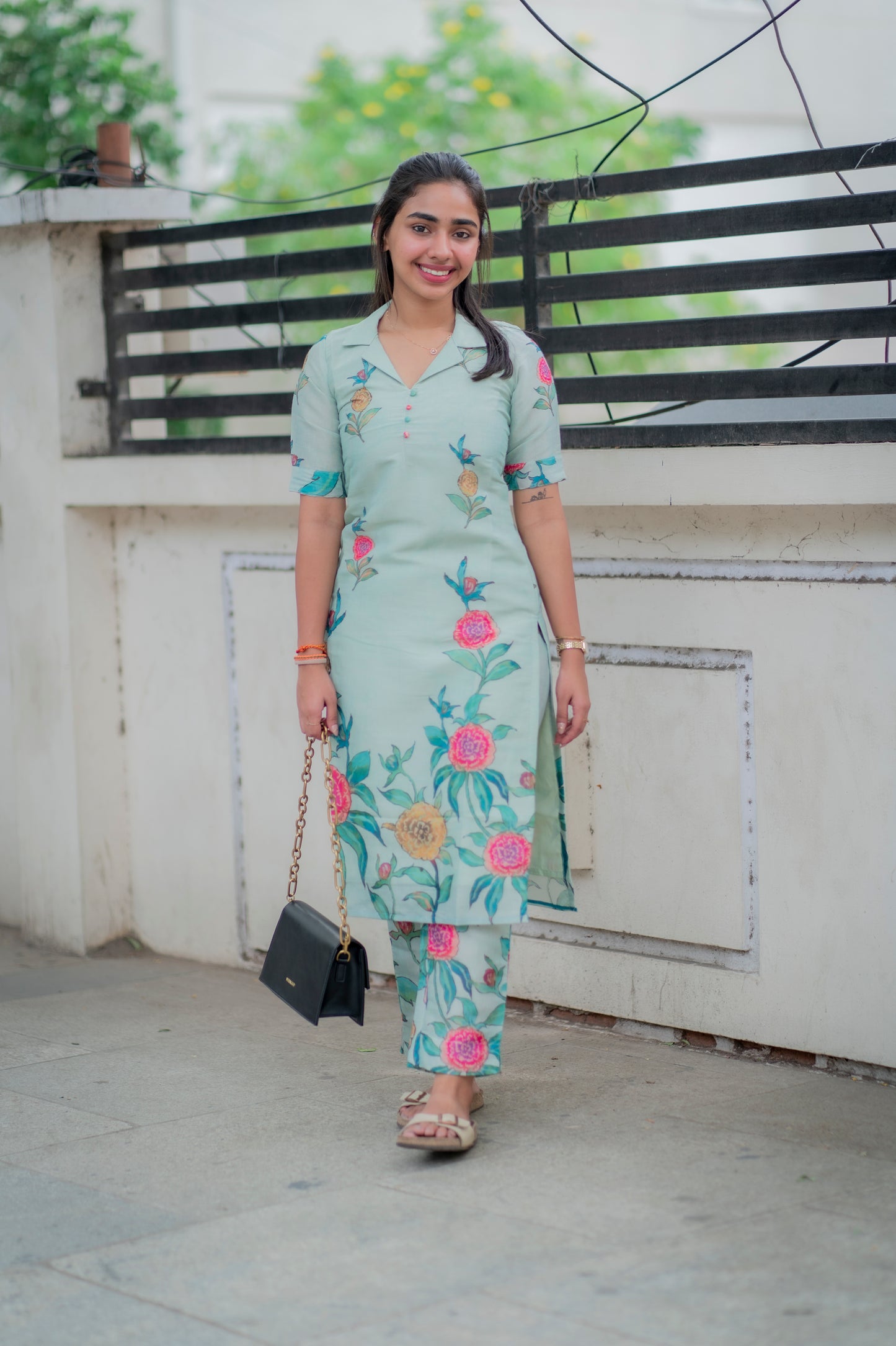 AL 461 Semi tussar co ords with lining