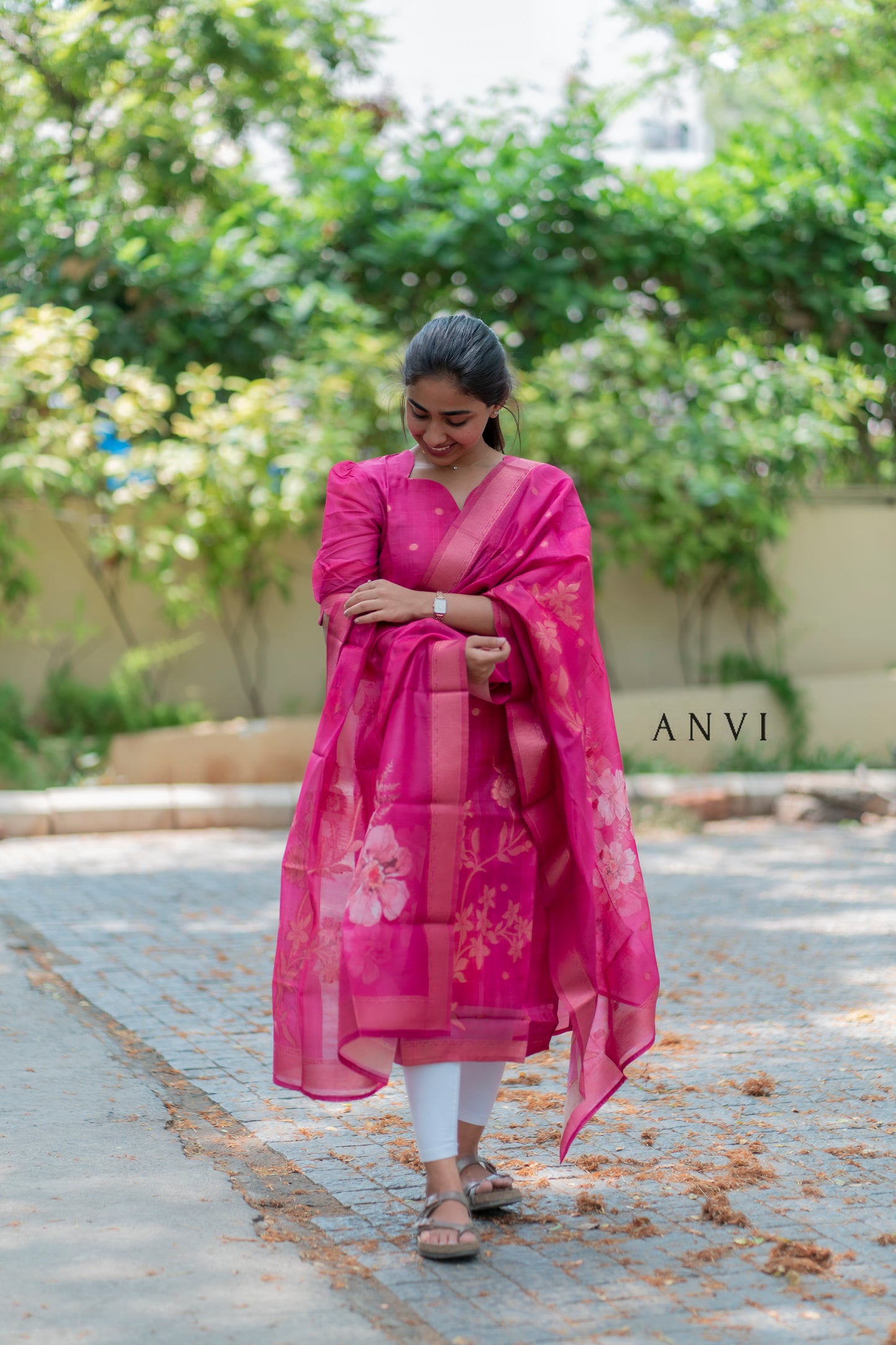 AL 413 Semi tussar kurti with duppatta (with lining)