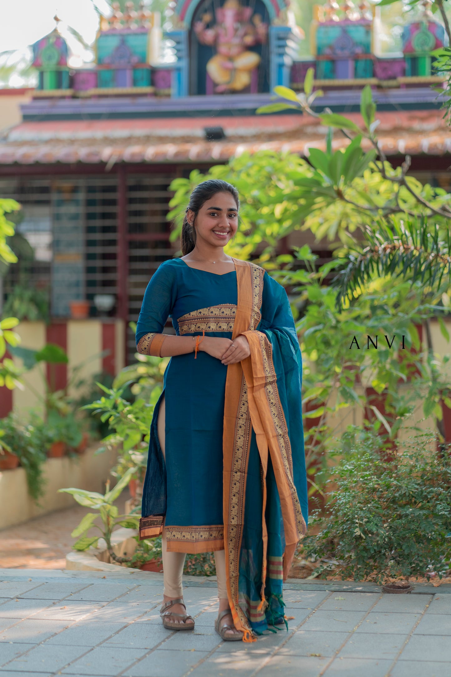 AL 429 Mangalagiri Cotton Kurti with duppatta (with lining)