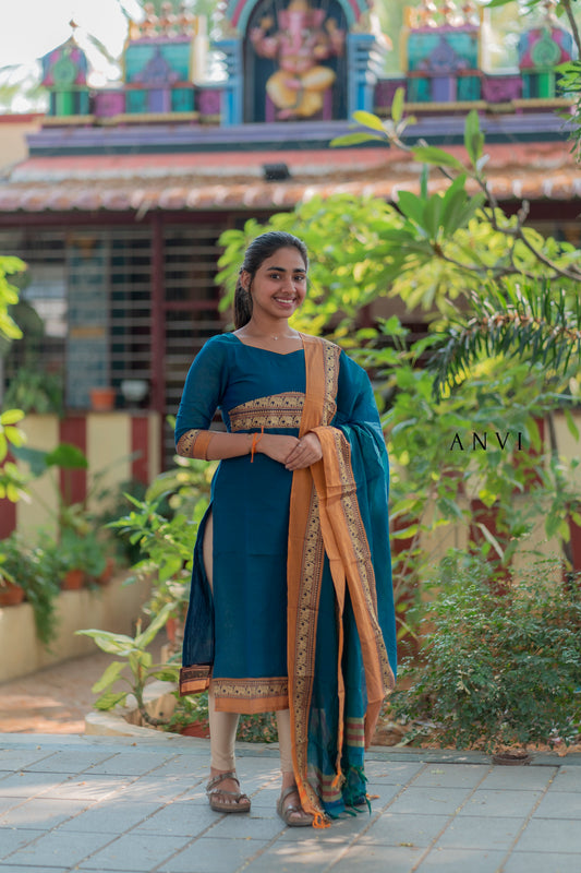 AL 429 Mangalagiri Cotton Kurti with duppatta (with lining)