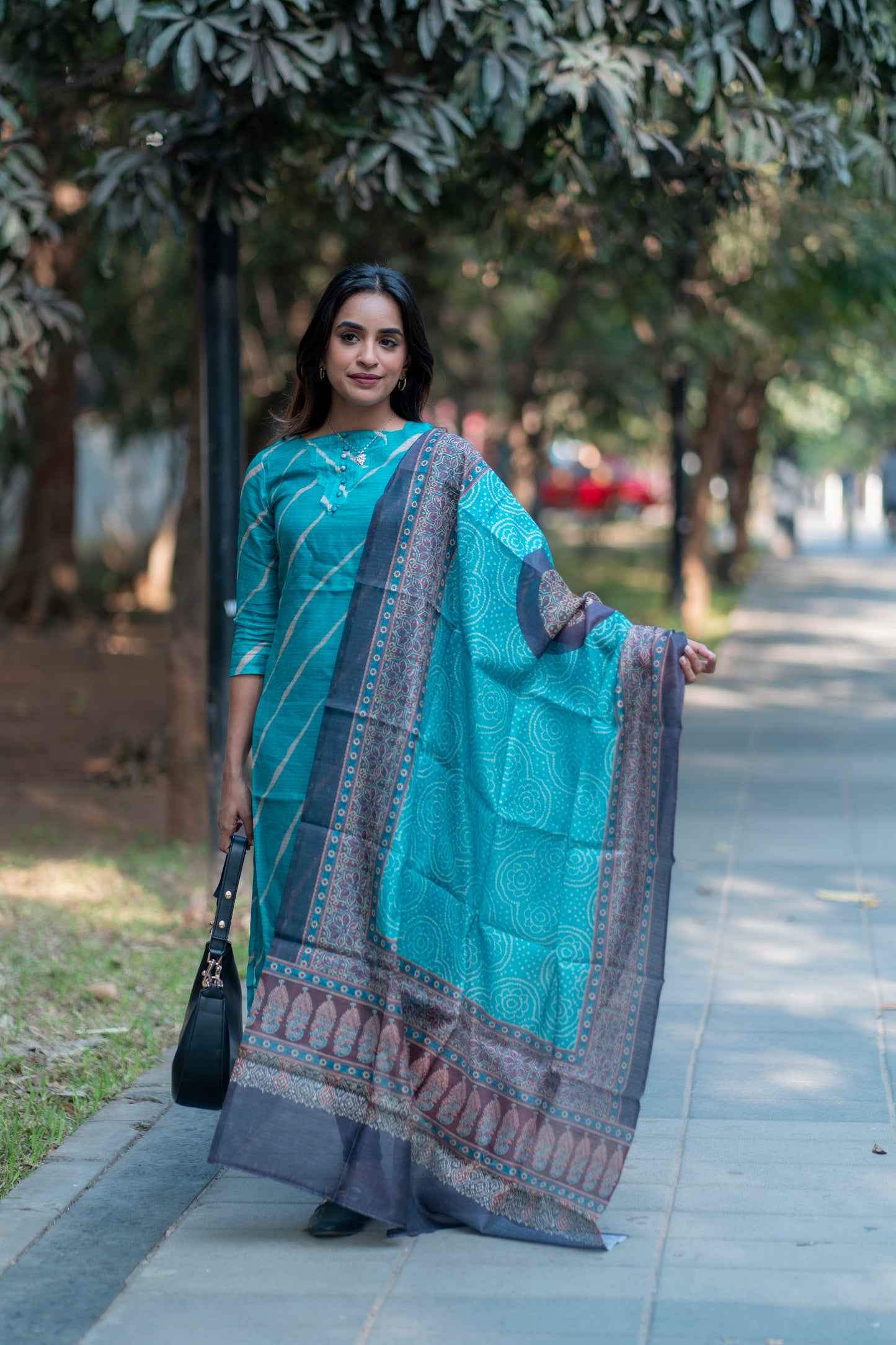 AL 361 Chanderi kurti with duppatta (with lining)