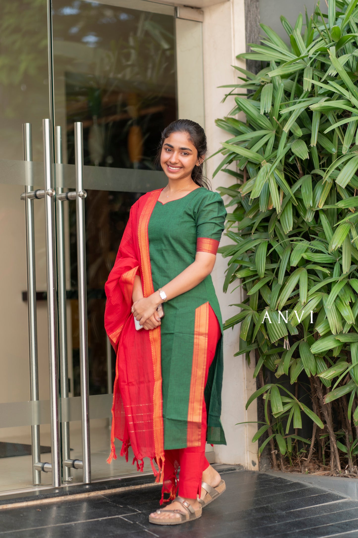 AL 392 Mangalagiri set with duppatta (with lining)