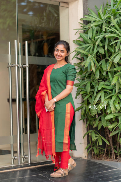 AL 392 Mangalagiri set with duppatta (with lining)