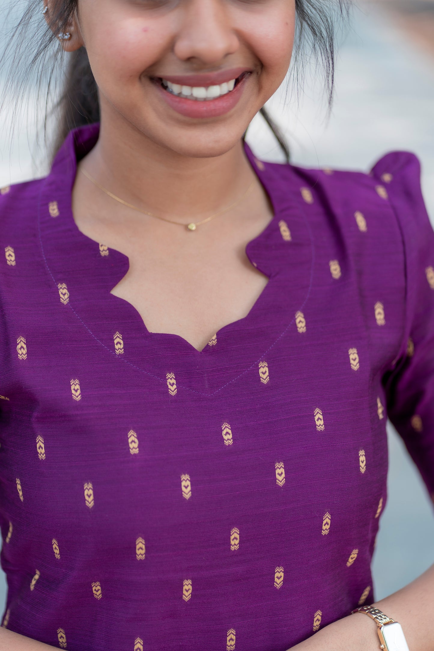 AL 353 Raw silk Kurti with Bandhini dupatta