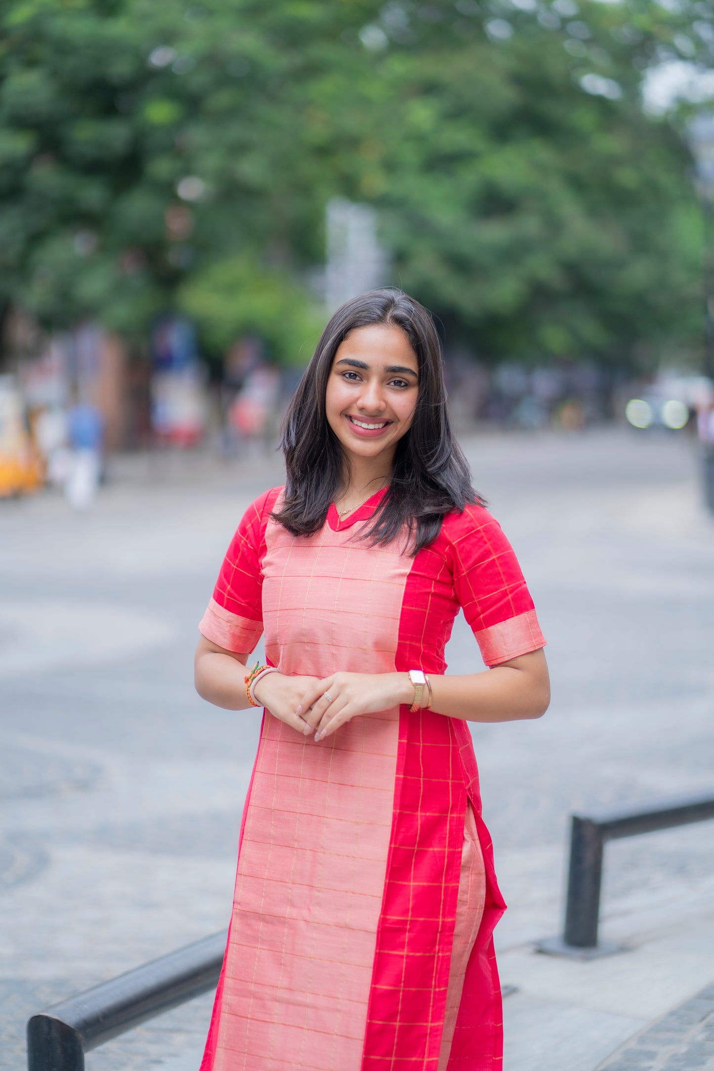 AL 464 Checked Raw silk kurta set with lining