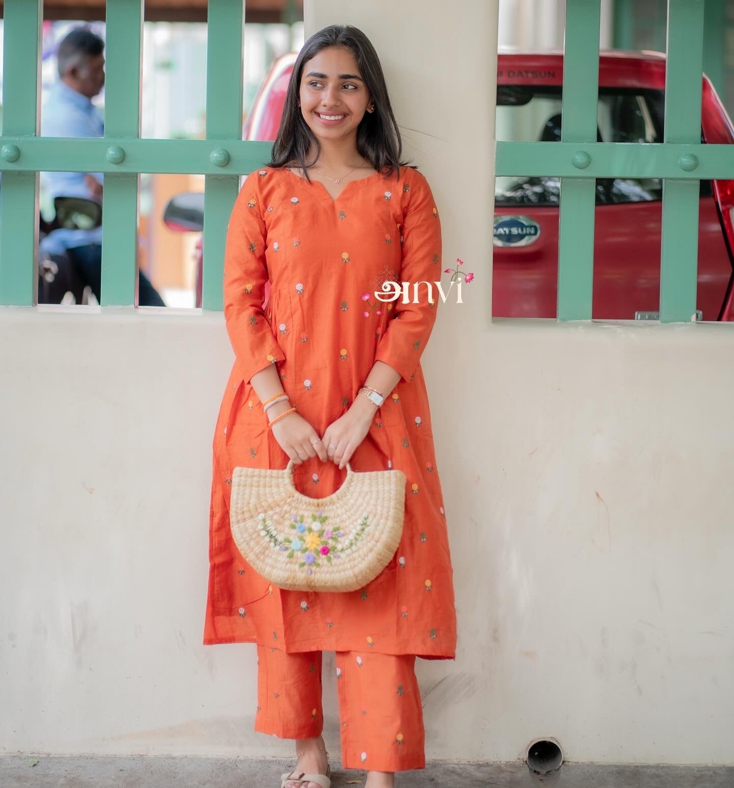 AL 486 Cotton co ords with embroidery buttas (with lining)