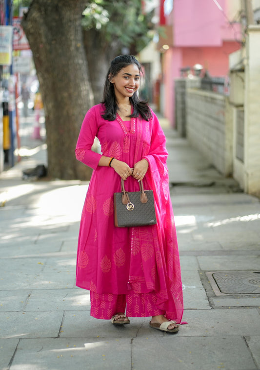 AL 522 Cotton 3 piece set with sequins neck detailing (without lining)