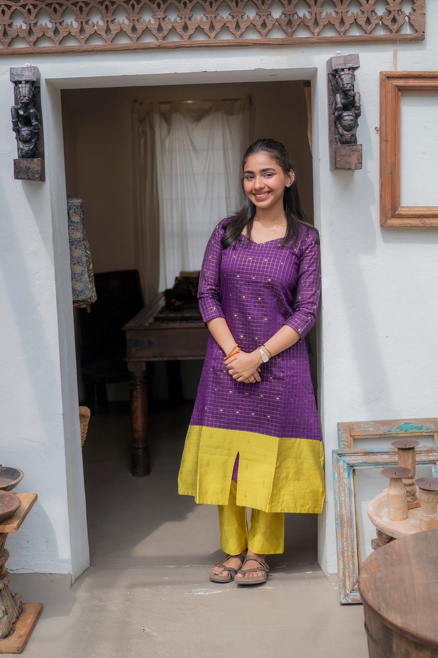 AL 499 Raw silk A line co ords with lining