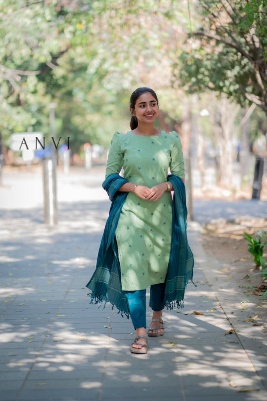 Al 390 Cotton kurta set with duppatta (with lining)