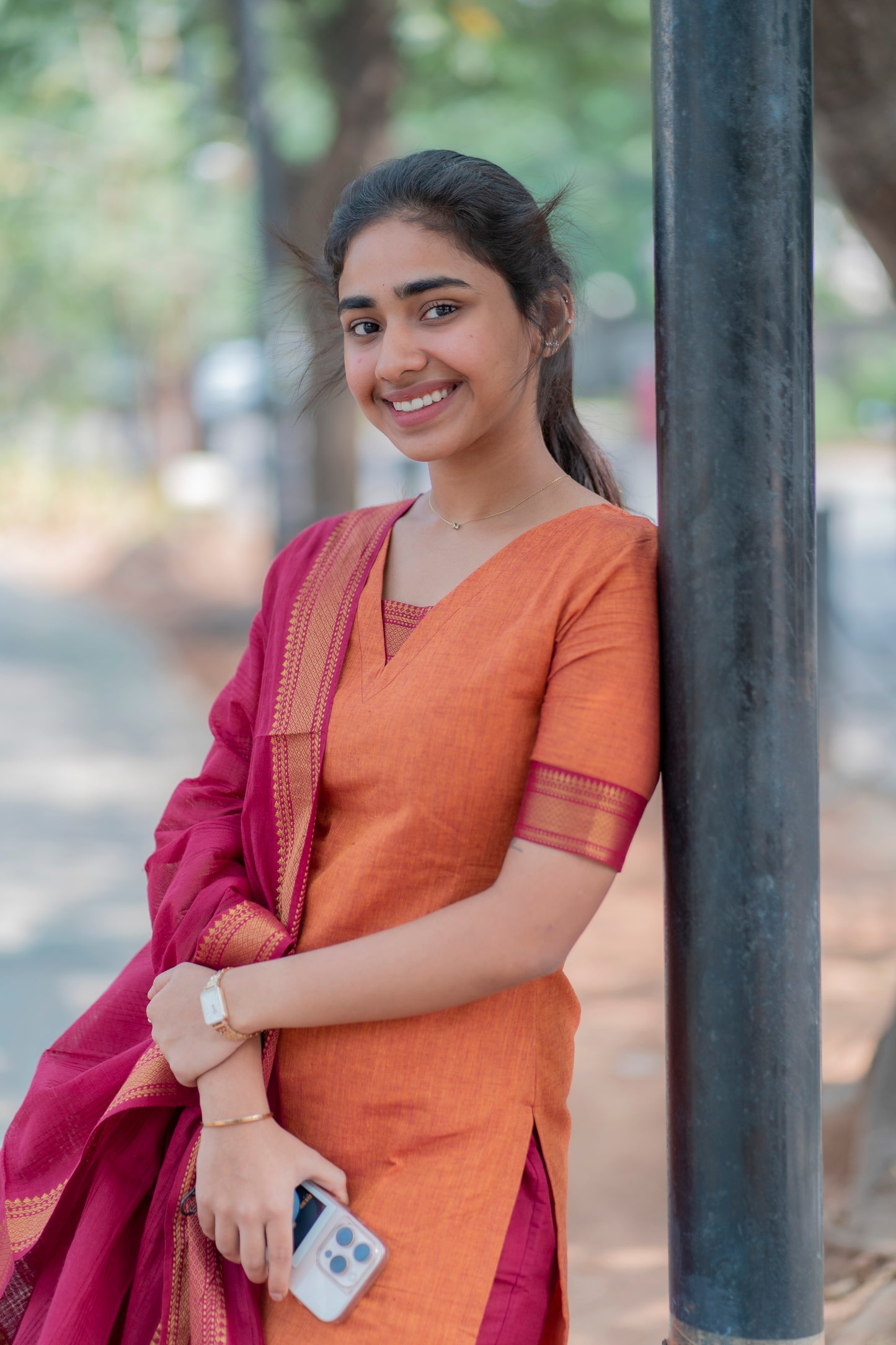 AL 355 kanchi cotton kurta set with duppatta ( with lining)