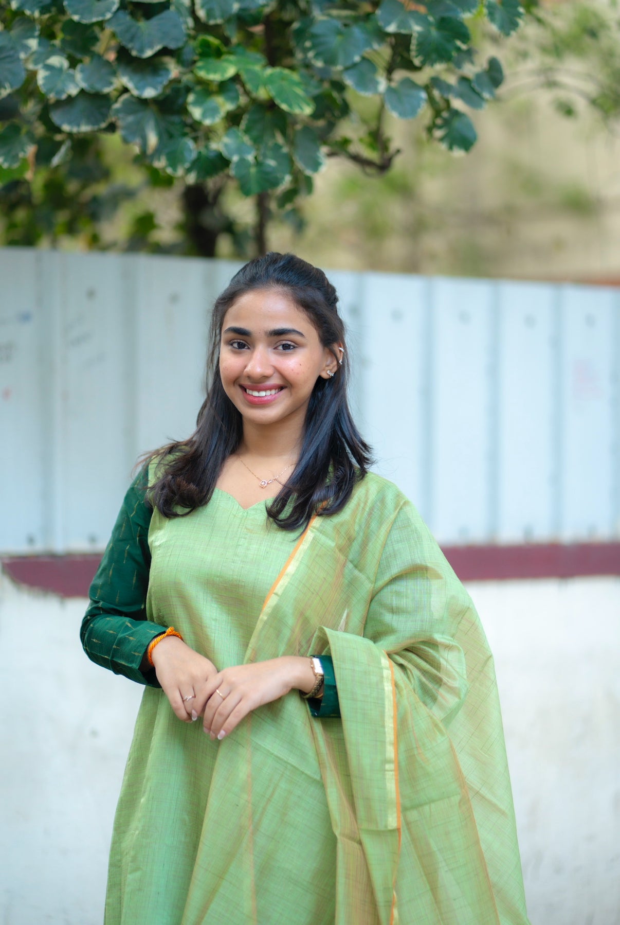 AL 531 Raw silk A line kurti with dupatta (with lining)