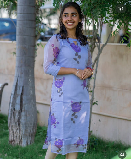 AL 588 Organza kurti with lining